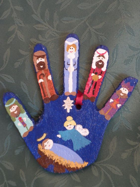 nativity hand print ornament